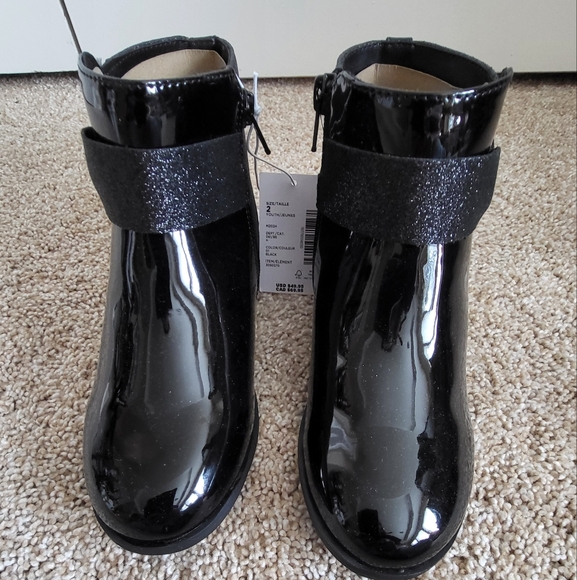 ♥️NWT♥️ GYMBOREE GIRLS BLACK ANKLE BOOTS WITH BOW - Picture 2 of 10